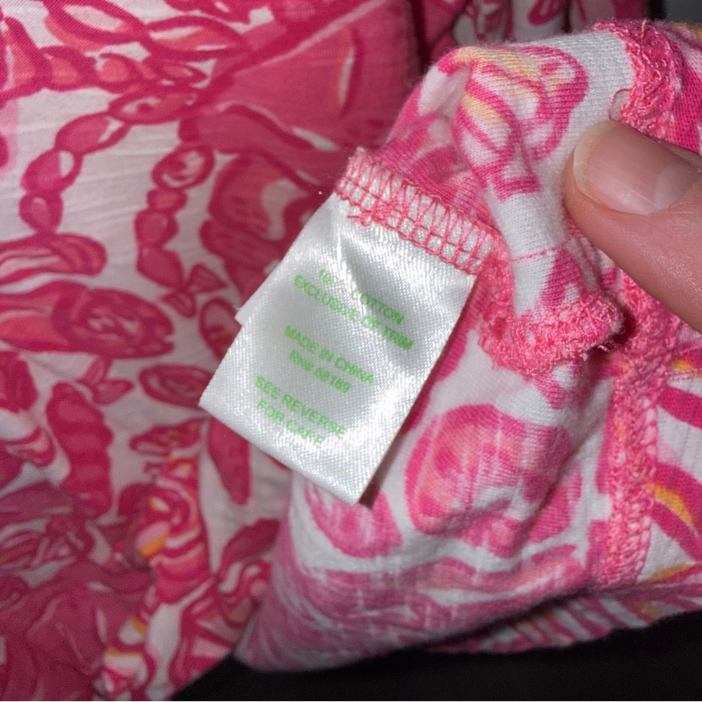 Lilly Pulitzer Sailors Valentine Pink Patterned V-Neck Tunic Top - Picture 3 of 4